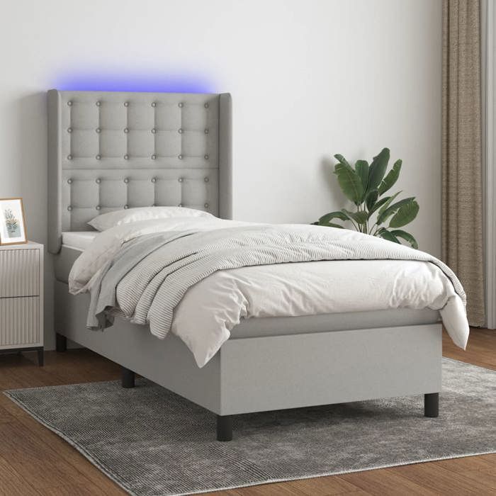 Maison Exclusive - Sommier à lattes de lit matelas LED Gris clair 90x200cm Tissu