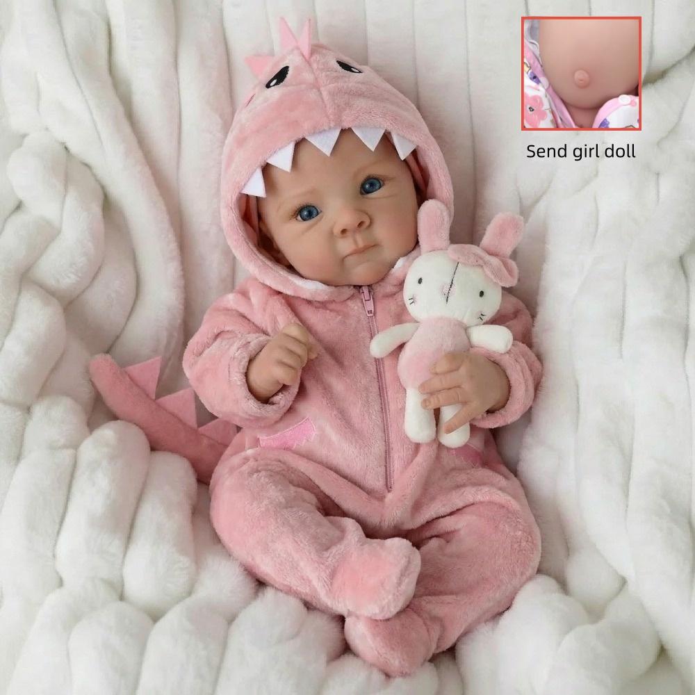Кукла Reborn Бетти с тканевым телом 18 дюймов, полное виниловое тело, кукла-младенец, одежда: розовый ромпер с динозавром, яркие куклы Reborn для подарков на День защиты детей
