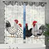 2 Pieces - Retro Polka Dot Chicken Pattern - Printed Curtains, Window Decorations, Home Decorations, Room Decorations