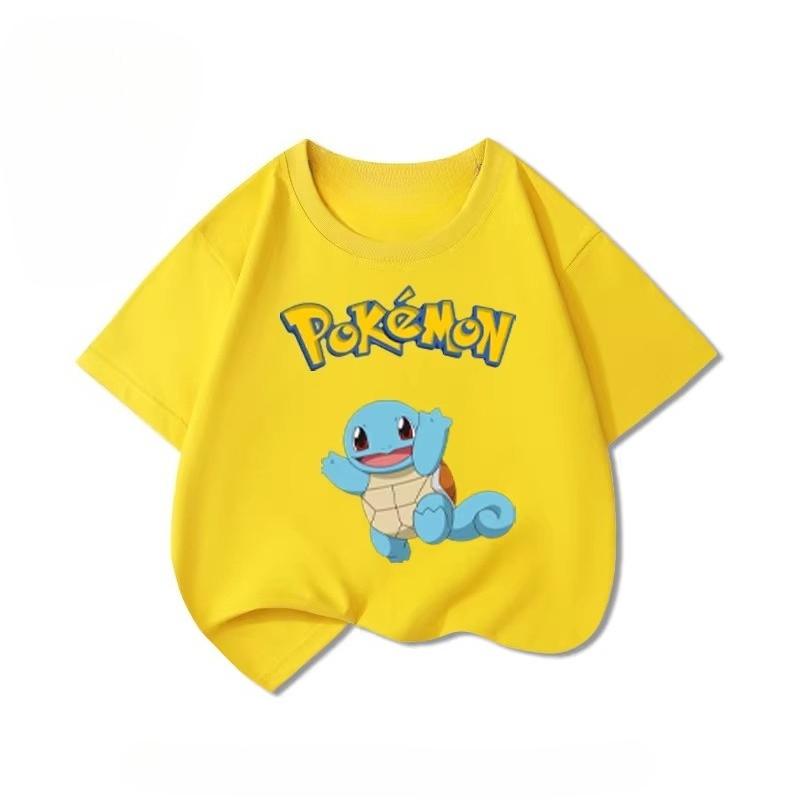Potdemiel Summer New Pikachu Print Children's T-Shirt, Boys and Girls, Comfortable and Breathable Children's T-Shirt