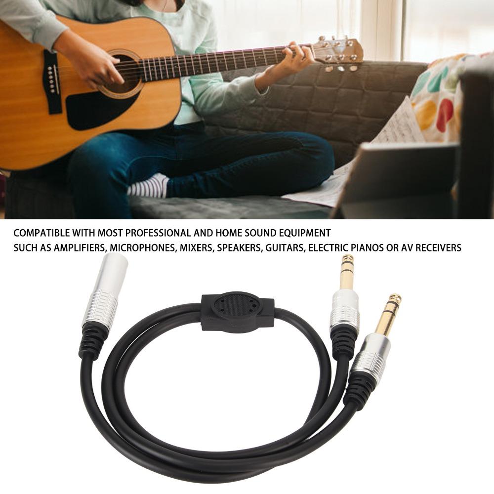 1.6ft 6.35mm Female to 2 Male Cable Plug and Play Speaker Y Extension Cable Audio Equipment