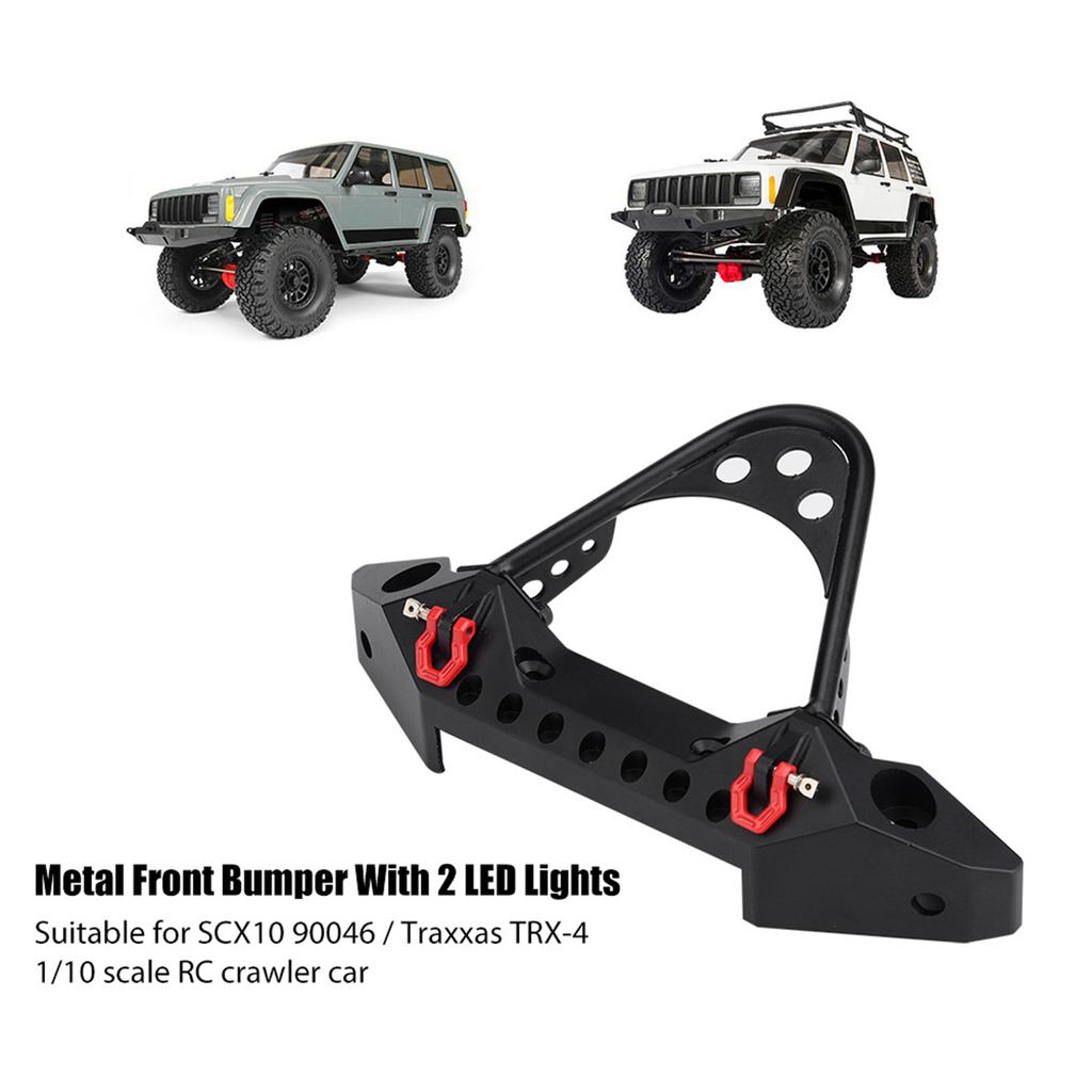 Металлический передний бампер с 2 светодиодными фарами для Traxxas TRX?4 Масштаб 1/10 RC Гусеничный автомобиль (черный)