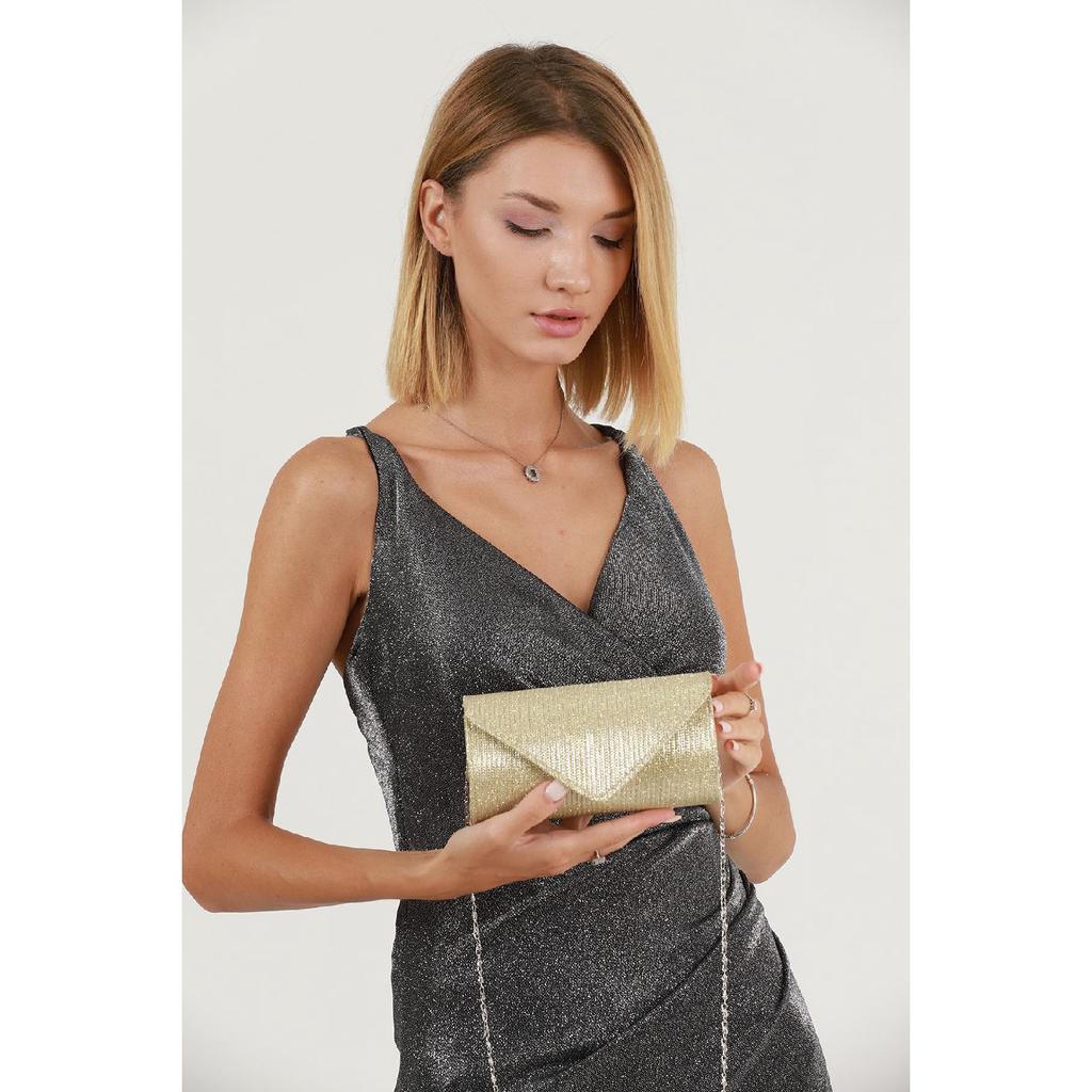 Silver Striped Bream Evening Dress Bag Portfolio Clutch Bag