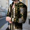 Men's Metal Stripes Printed Long Sleeve Shirts Casual Cardigan New Button Holiday Fashion Shirts
