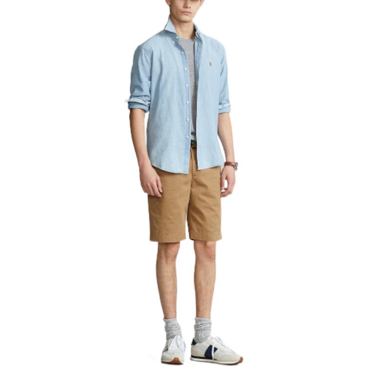 Polo Ralph Lauren FW22 Solid Logo Embroidered Polo Shirt Men Shirts Blue MNPOWOV16820203-400