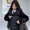 Winter new cotton-padded women's short small knitted splicing cotton-padded jacket light and warm fake two-piece cotton-padded women