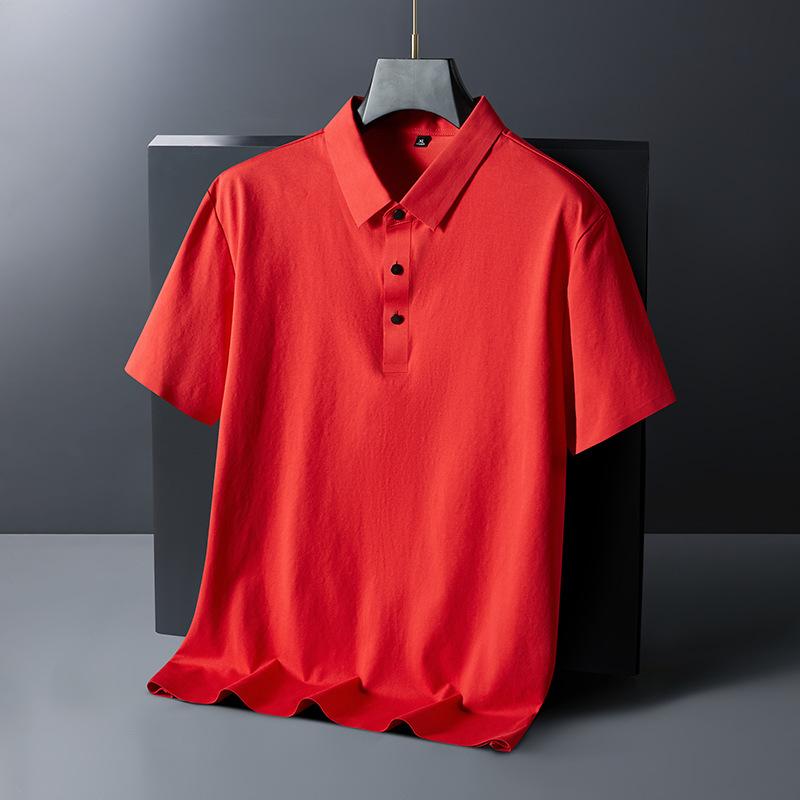 Новая мужская одежда для молодежи и людей среднего возраста, содержащая шелковую футболку с короткими рукавами из тонкого ледяного шелка, повседневная простая универсальная футболка