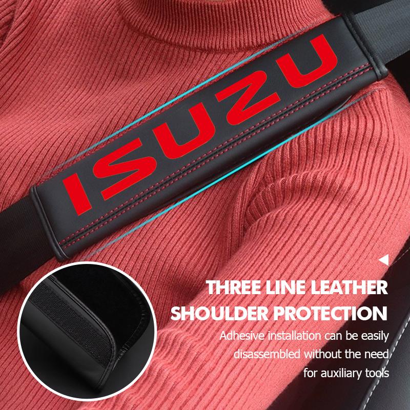 1/2PCS Car Styling Leather Seat Belt Shoulder Cover Protection Padsor Accessories For Isuzu D-MAX D MAX Dmax I II WFR VAN 4X4