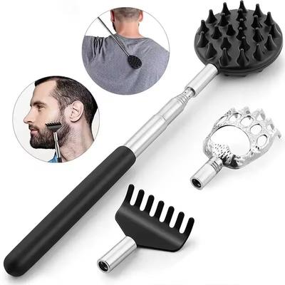 Выдвижной задний захват Itchy Scratch с 3 съемными головками захвата, двухсторонний задний захват/металлический коготь/грабли