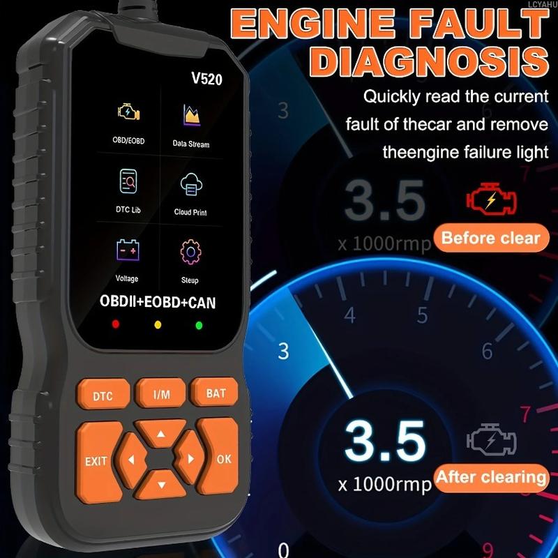 V520 OBD2 Diagnostic Scanner for Cars Auto Code Reader Check Engine Light Reset Tool Live Data Multi-Language Error Scan Tool
