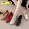Новые элегантные балетки женские из натуральной кожи слипоны мокасины туфли с мелким вырезом для женщины на низком каблуке женские офисные балетки повседневная обувь 43