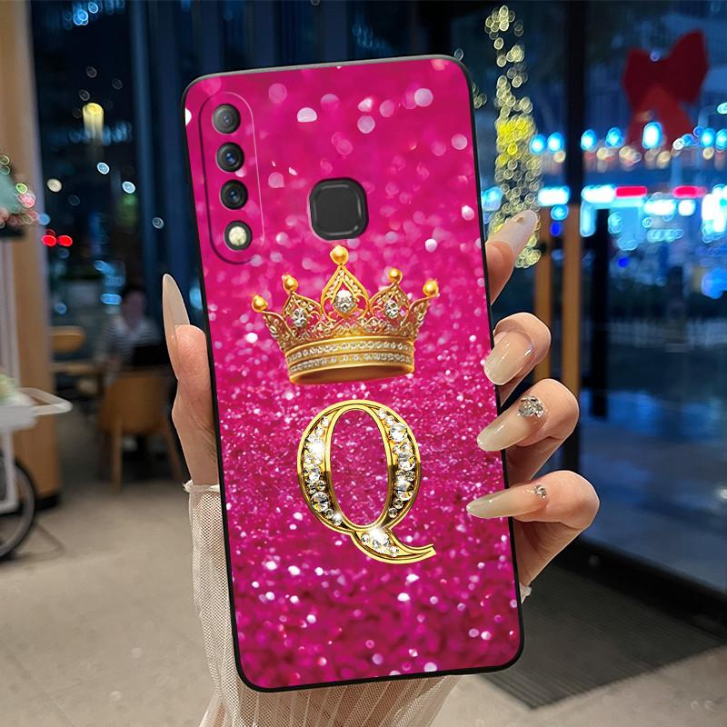 Красивый чехол-корона с буквами от А до Я для Infinix S4 Smart3 Plus X626 X267, черный, из мягкого силикона, противоударный