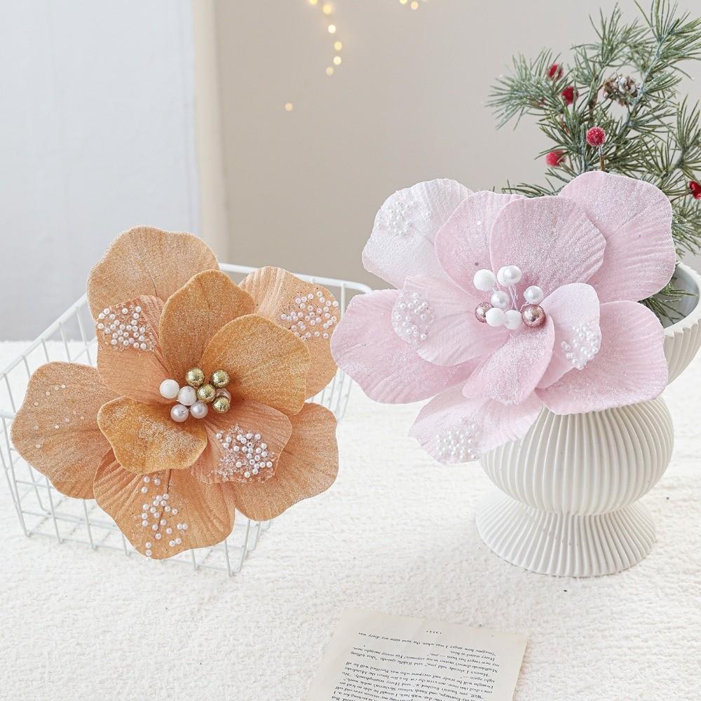 Новый 24 см Искусственный Цветок Пуансеттия Блестки Сверкающий Рождественский Цветок Блестки Блестящие Блестки Цветок Новогодний Фестиваль