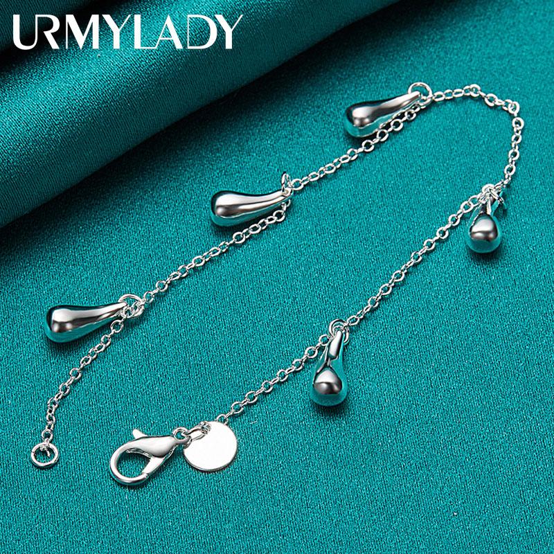 Браслет из стерлингового серебра 925 пробы с каплями воды для женщин, свадебные и помолвочные модные вечерние украшения