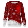 Женский повседневный модный рождественский принт с длинным рукавом и круглым вырезом, пуловер, топ