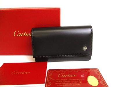 Оригинальный Pasha de Cartier Черная Кожа 6 Фото Ключницы #9997 Открытая коробка