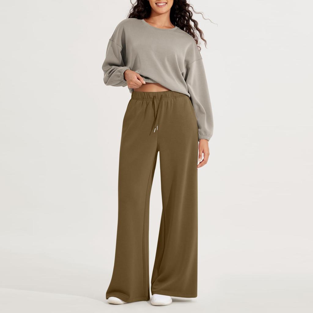 Женские мягкие очень широкие брюки с карманами, завязывающиеся на шнурок, с высокой талией, повседневные брюки