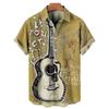 Men's Music Guitar Print Shirts Rock Hip Hop 2023 Men's Clothing Short Sleeve Beach Shirt Outdoor Street Social Vintage Shirt