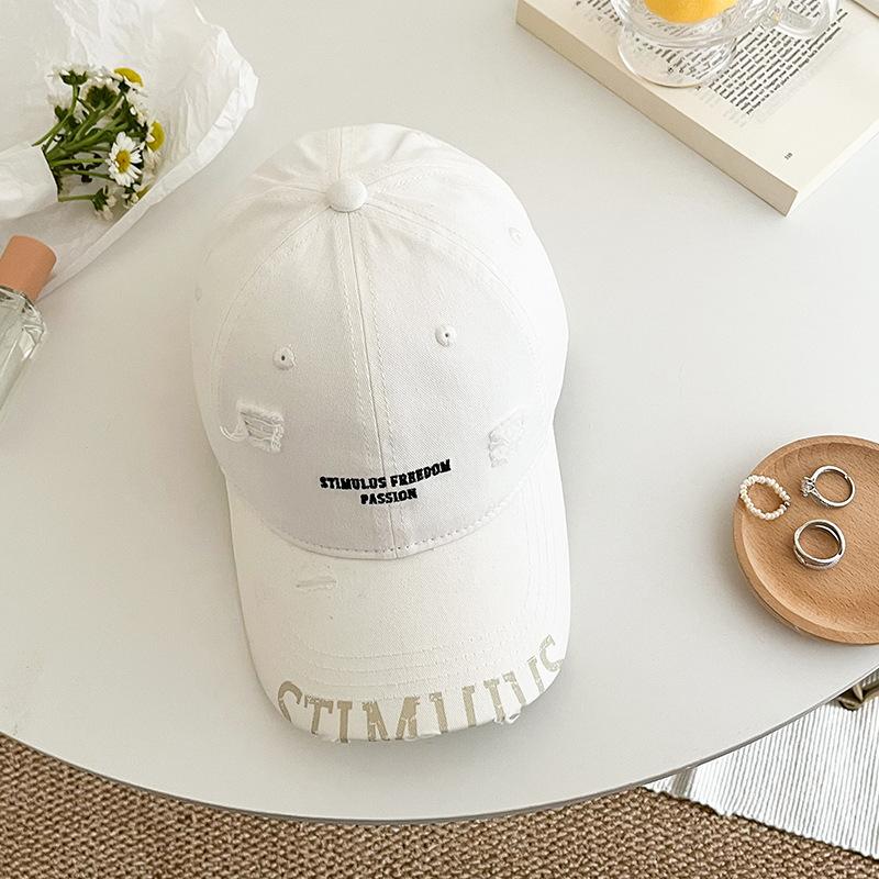 Letter Embroidered Baseball Cap Women'S Spring And Summer Face Small Edging Peaked Cap Edging Sunscreen Cap