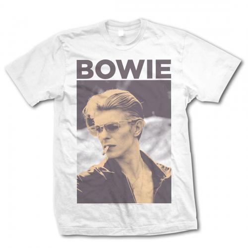 David Bowie T-shirt Smoking Official White Mens Tee NEW Classic Rock Unisex