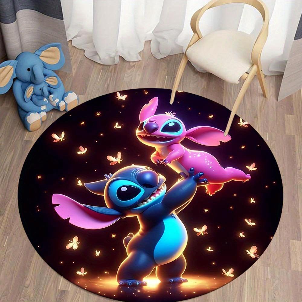 1pc Anna & Stitch Round Area Rug , Playroom Bedroom Living Room Indoor Decor Rug , Perfect for Leisure Areas , Bedside , Cloakroom , and Out
