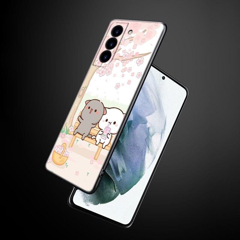 Чехол для телефона с забавным мультяшным котом для Samsung Galaxy S22 Pro S21 S20 Ultra FE S10 Lite 5G S10E S9 S8 Plus, мягкий черный чехол из ТПУ