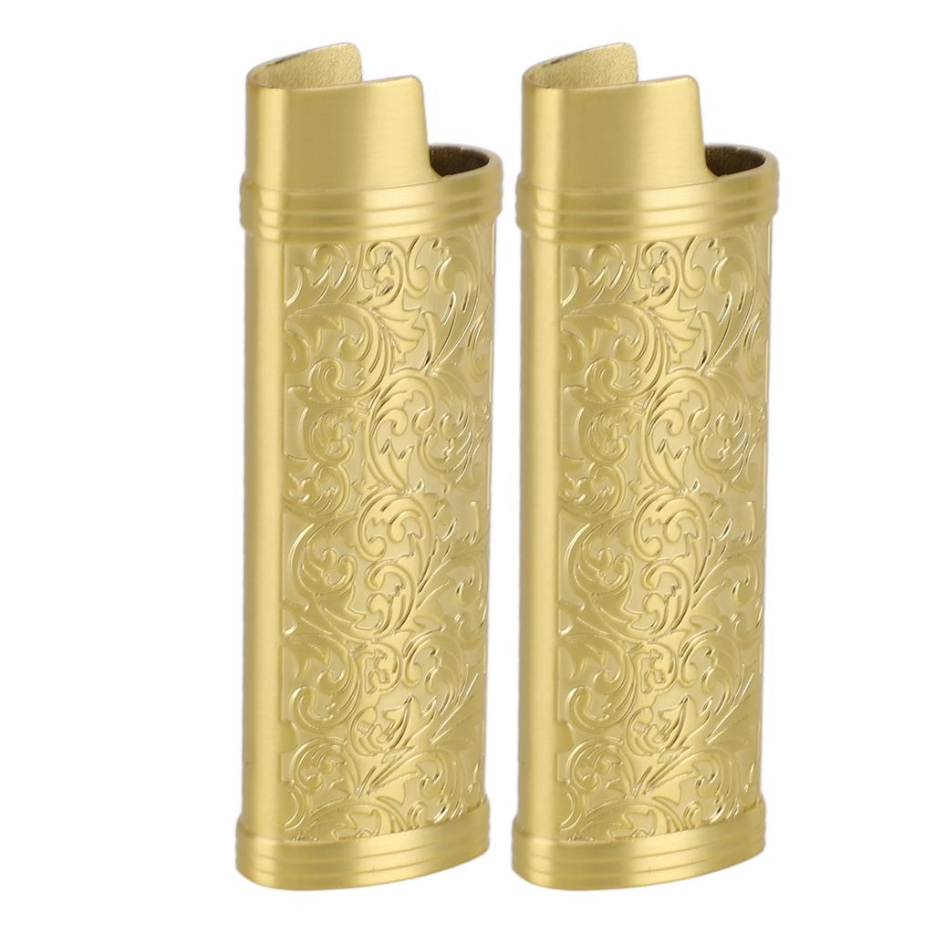 2PCS Lighter Case Cover Vintage Style Floral Stamped Zinc Alloy Shell for Lighter Protection