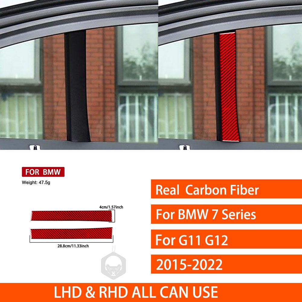 For BMW 7 Series G11 G12 2015- Real Carbon Fiber Sticker Rear window C-pillar Panel strip Car ide decorative Accessories