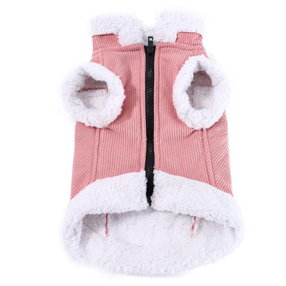 Warm Dog Clothes Autumn Winter Pet Jacket Coat Pink Grey Soft Vest Costume with D-ring Schnauzer Yorkshire Costume for Small Medium Dogs
