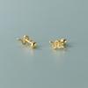 WANTME 925 Silver Cute Statement Golden Snake Spiral Bead Small Stud Earrings for Women Punk Ear Bone Piercing Jewelry