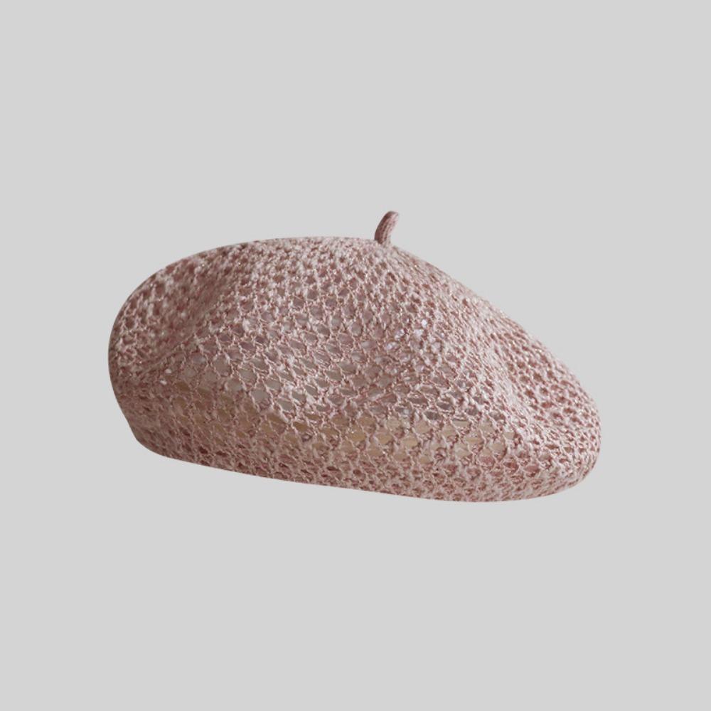 Solid Color Hollow Beret Hollow Knitted Pumpkin Hat Casual Painter Hat Women