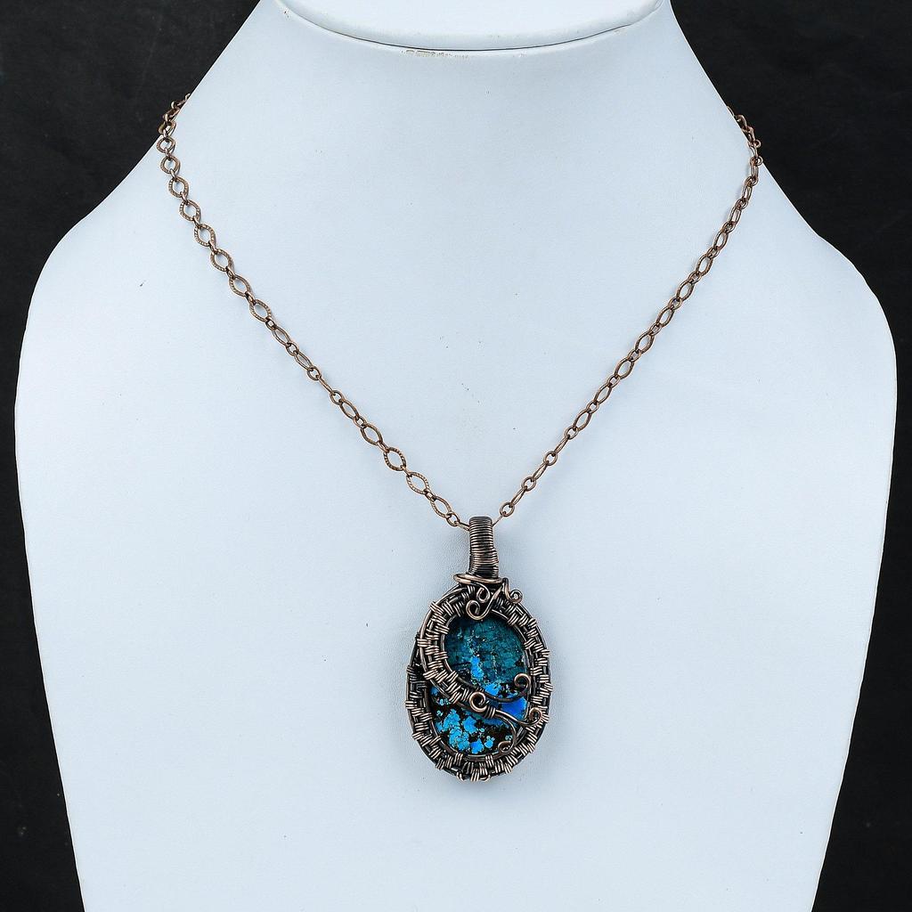 Tibetan Turquoise Copper Pendant Wire Wrapped Pendant Handmade Pendant Wire Wrap Jewelry Gemstone Pendant Gift For Mom Dainty Copper Jewelry