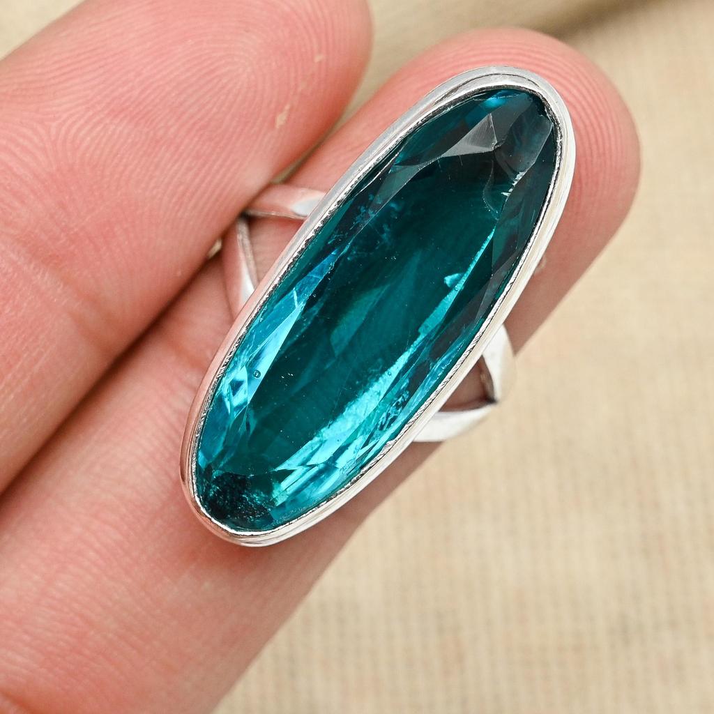 Unique Apatite Gemstone Ring 925 Sterling Silver Jewelry Handmade Design For Women Gift