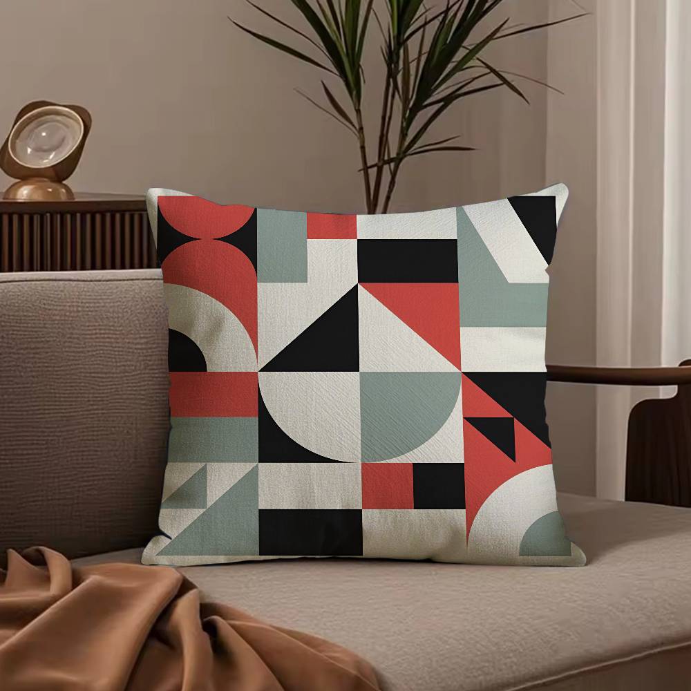 Abstract B-Bauhaus Geometry Pillow Case Anti-dustmite Pillowcase Invisible zipper silky short plush Sofa cushion cover