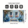 Синий Фасадный Фон для 2D Плоской Печати, Фон для Фотосъемки Дома с Гидрогеями в Акварельном Стиле для Мероприятий