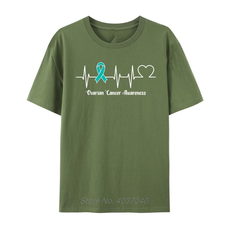Heartbeat Ovarian Cancer Warrior Design Tshirt Shirts For Unisex Cotton Camisa T Shirts Oversized Unisex Tees Fitness Clothes