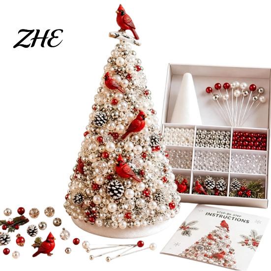 DIY Craft Supplies for Adults Beaded Tree Kit Adults, Christmas Bead Kit, Handmade Holiday Decoration 3D Ornament Tabletop Mantel Festive Ornaments