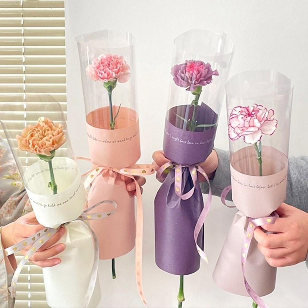 20 Pieces Waterproof Single Flower Wrapping Bags Transparent Bouquet Packaging Bag Valentine's Day