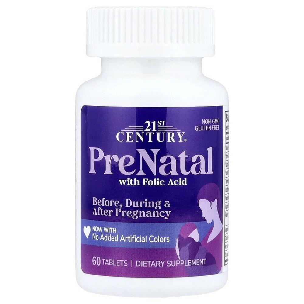 21st Century Prenatal Folic Acid 60 Tablets, Contains Iron and Zinc, 1 pcs