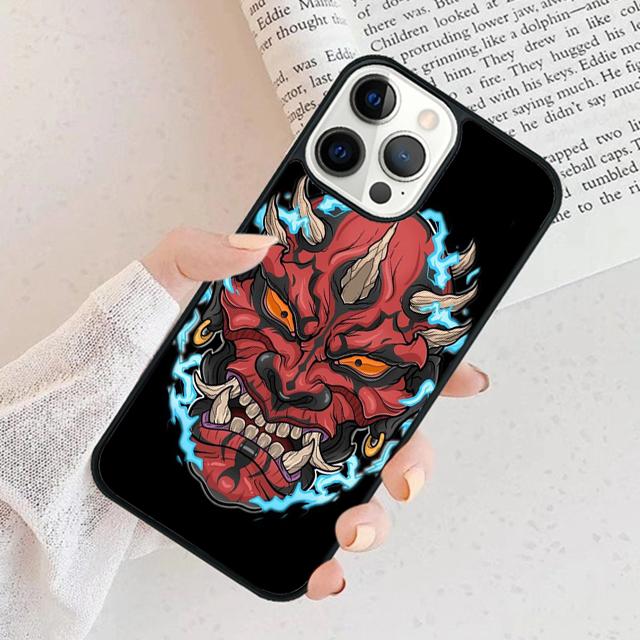 Oni Hannya Demon Mask Phone Case For iPhone 17 Air 15 16 Cover  11 13 14 Pro Max 12 Plus Max Fundas