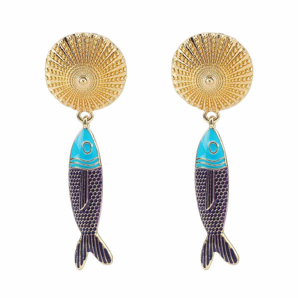 N11190 New Dopamine Color Beaded Necklace Fashion Leisure Holiday Wind Small Fish Pendant Clavicle Chain