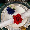 Red Rose Shape Handicraft Towel Buckle Napkin Ring Wedding Party Valentine's Day Hotel Table Decor Metal Gold Napkin Holder