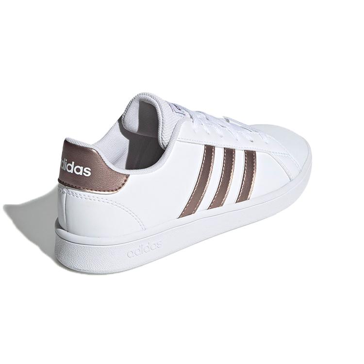 adidas Neo GRAND COURT K Кожаные Дышащие Низкие Скейтборд Обувь Белый Коричневый Детские EF0101