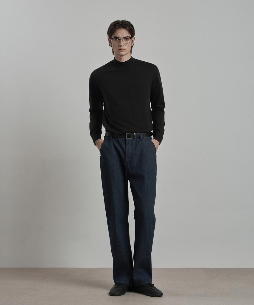 WORK ON BODY OFF Kor Semi-Overfit Mock Neck Knit [Black]
