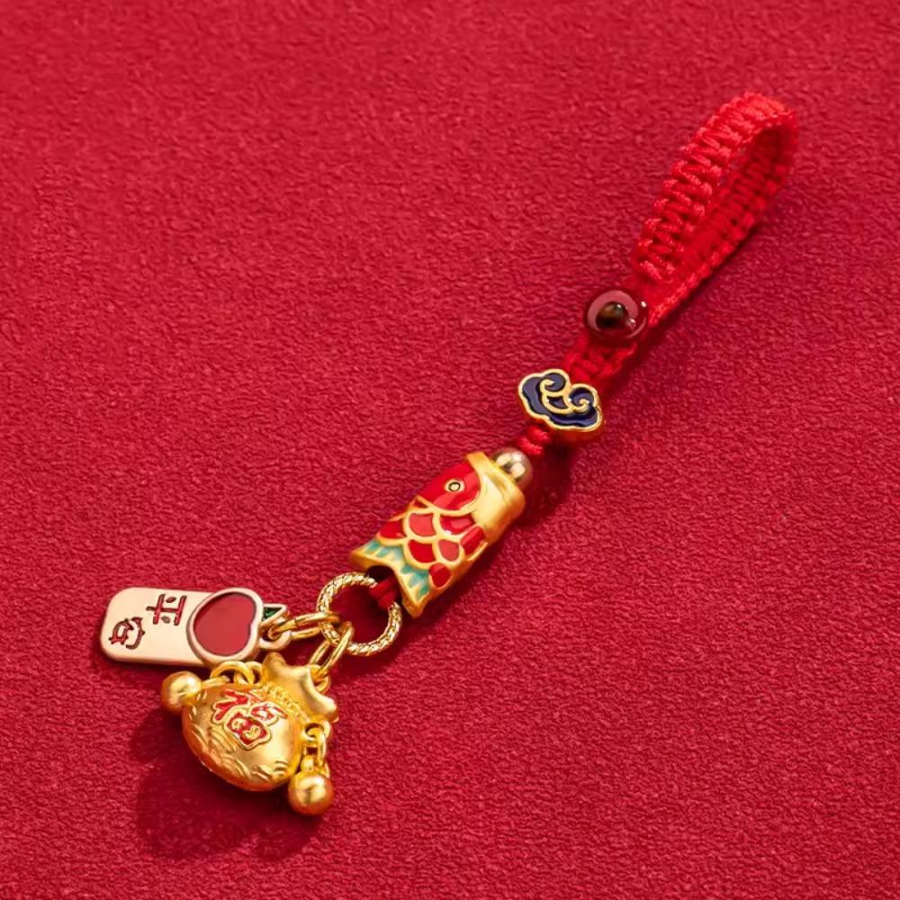 Enamel Lucky Keychain Gourd Key Chain Strap Personality Koi Carp Car Keys Charms  Decoration
