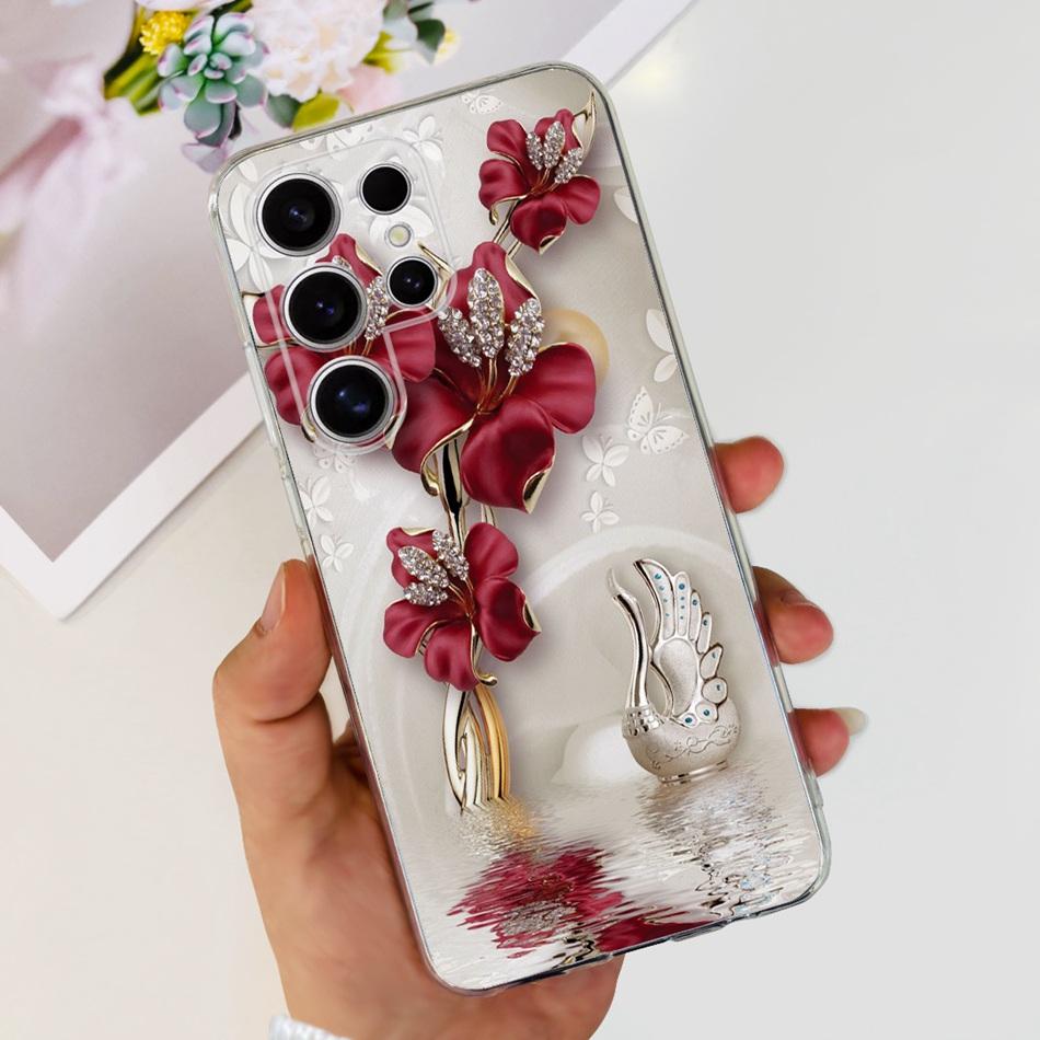 Чехол для Samsung Galaxy S24 Ultra 5G S24 Plus 2024 Элегантная печать Мягкий силиконовый ТПУ чехол для Samsung S 24 S24Plus S24Ultra