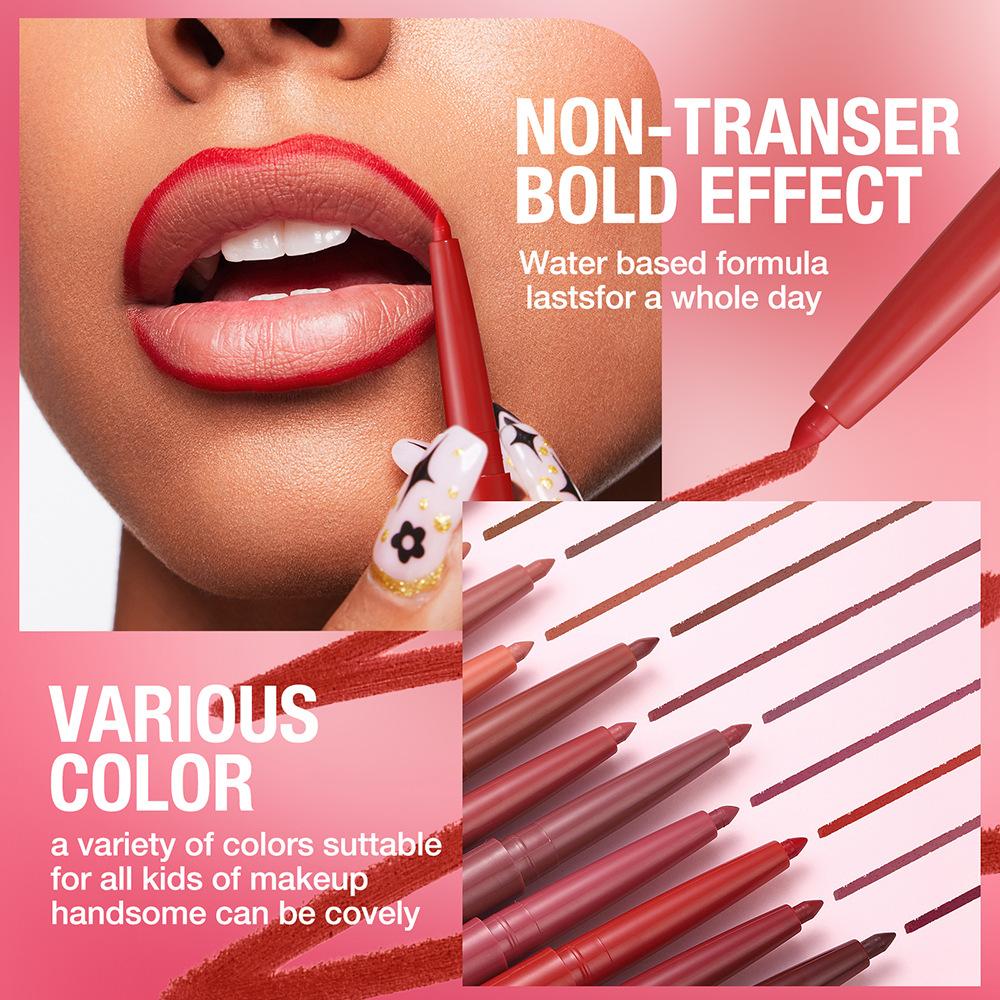 LANGMANNI Sexy Velvet Matte Lip Liner Pen Waterproof Silky Natural Contour Non-Stick Cup Makeup Lipstick Pencil Lasting Cosmetic