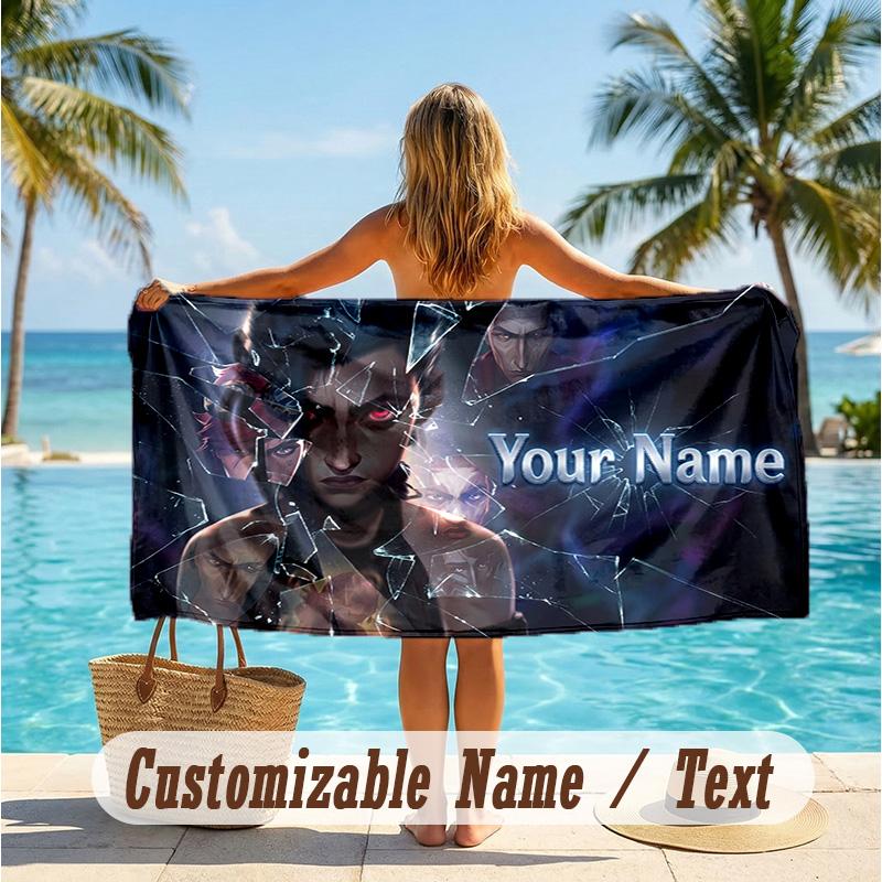 Custom Text Beach Towel, Soft Absorbent Swimming Multi-use TowelArcane