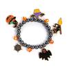 Забавный браслет из хрустальных бусин на Хэллоуин для женщин, браслеты с мультяшными тыквами, черными летучими мышами, привидениями, паутиной, праздничные украшения, подарок