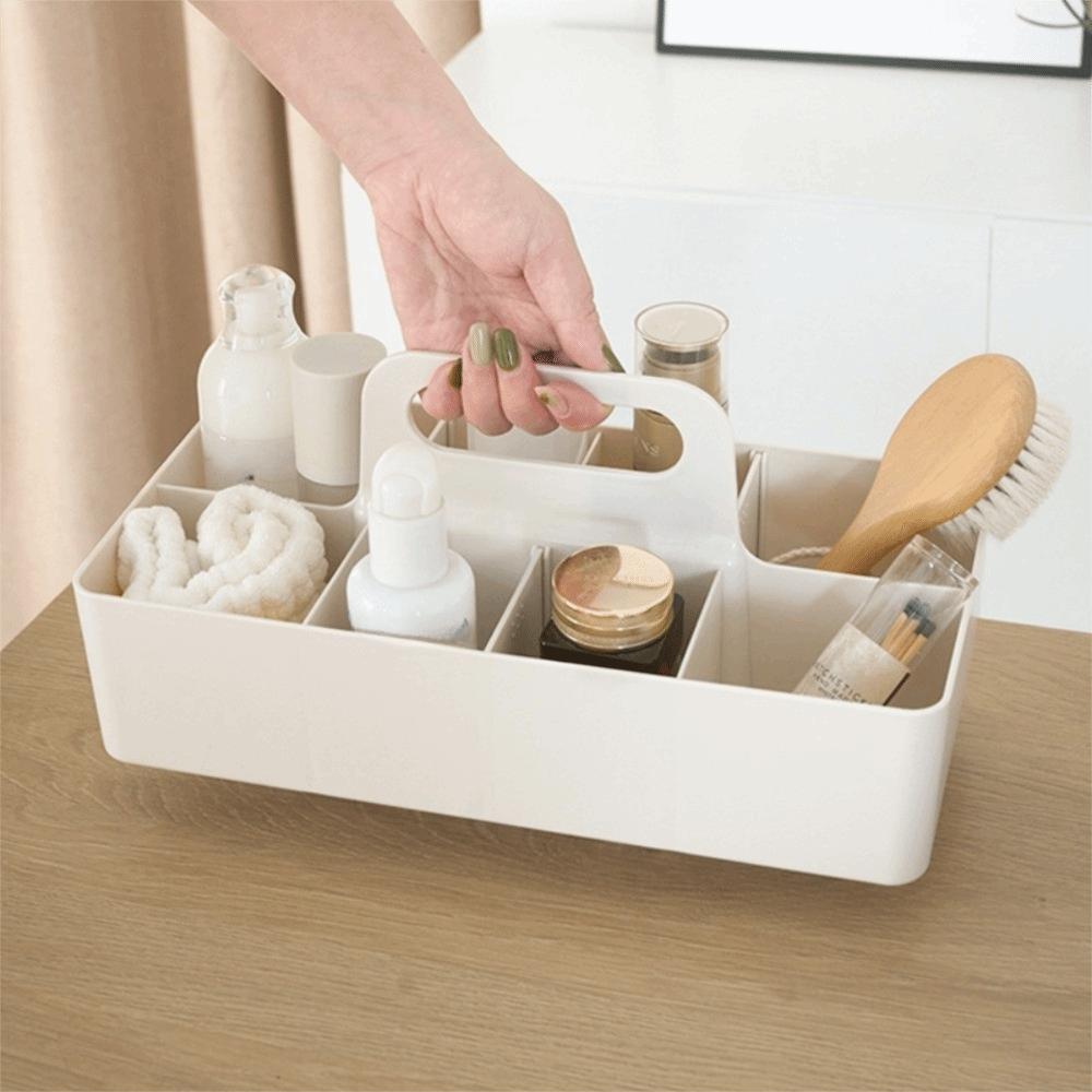 Plastic Portable Storage Organizer Segmented Space Saving Handle Sectional Tray Container Pen Holder Storage Basket